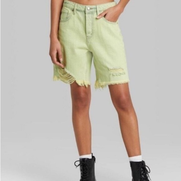wild fable Pants - Wild Fable High-Rise Denim Acid Wash Bermuda Shorts